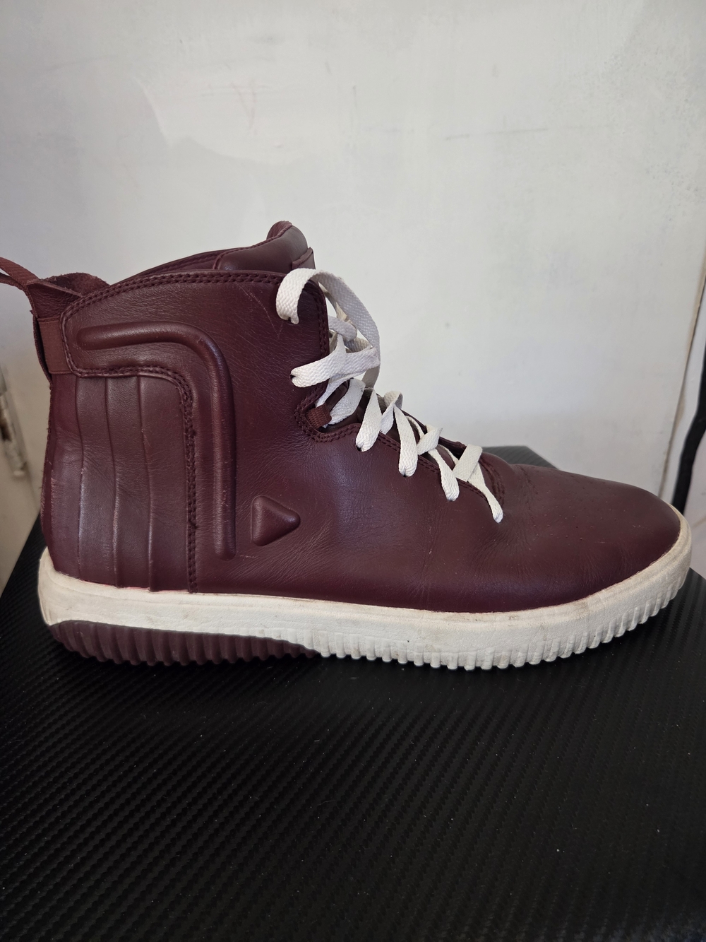 Mark Nason Men's Maroon High-Top Sneaker with White Laces